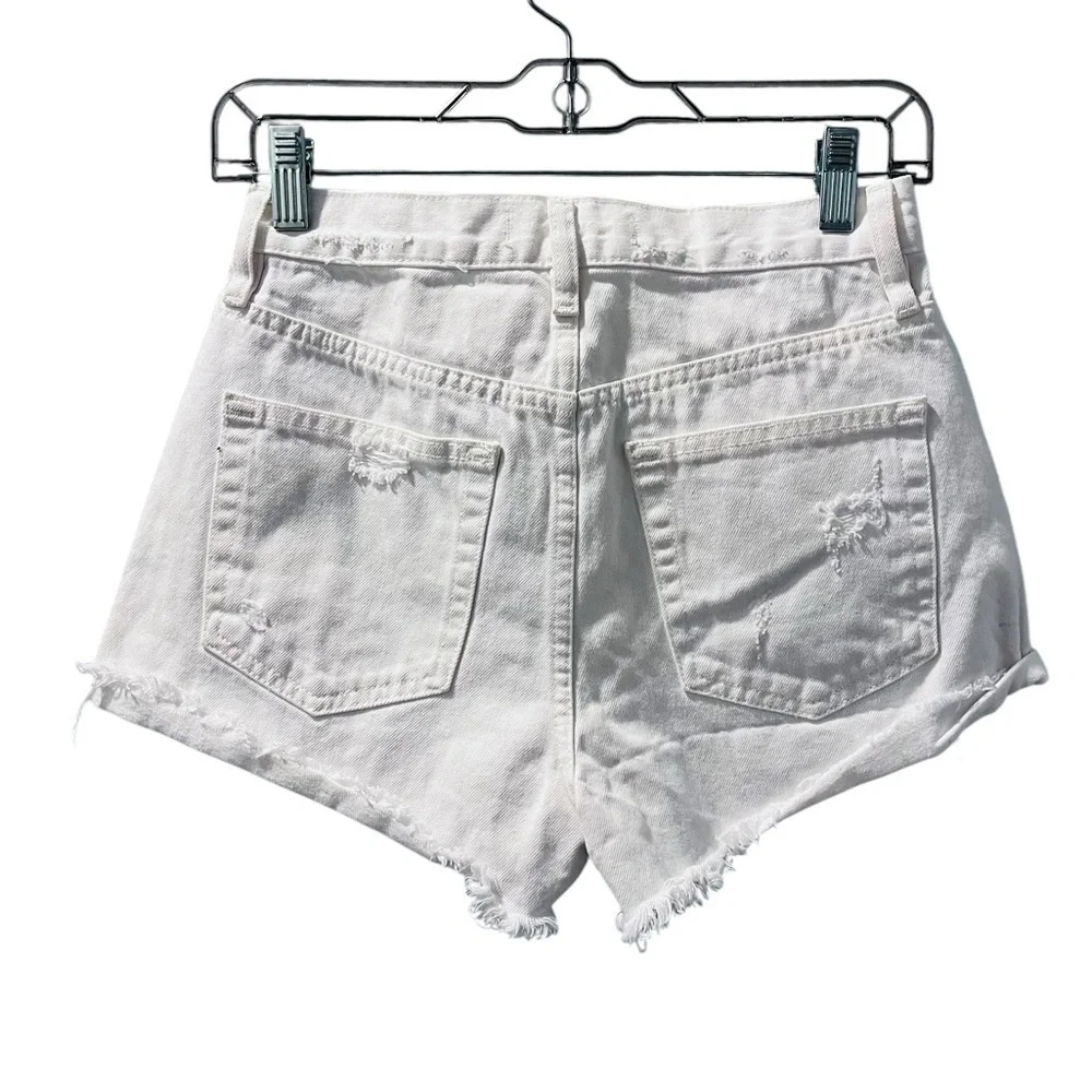 Free People NWT Lasso Shorts Size 26 Raw Hem Distressed White High Rise Casual
